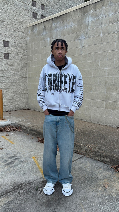 "Glorifeyed" Zip ups WHITE